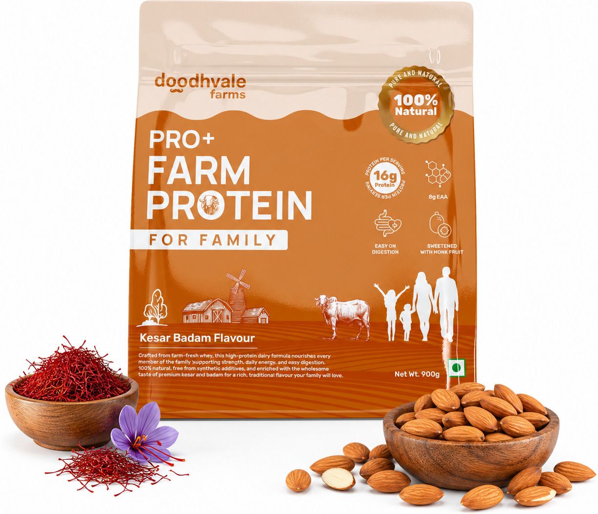 doodhvale farms PRO+ Farm Protein Family Kesar Badam Whey Protein-picture-25