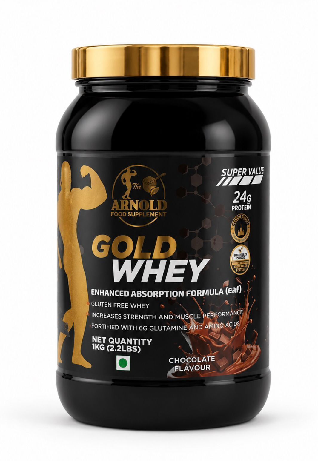 arnold Gold Whey Protein chocolate flavour premium 24g protein/ 1kg (2.2LBS) Whey Protein-picture-30