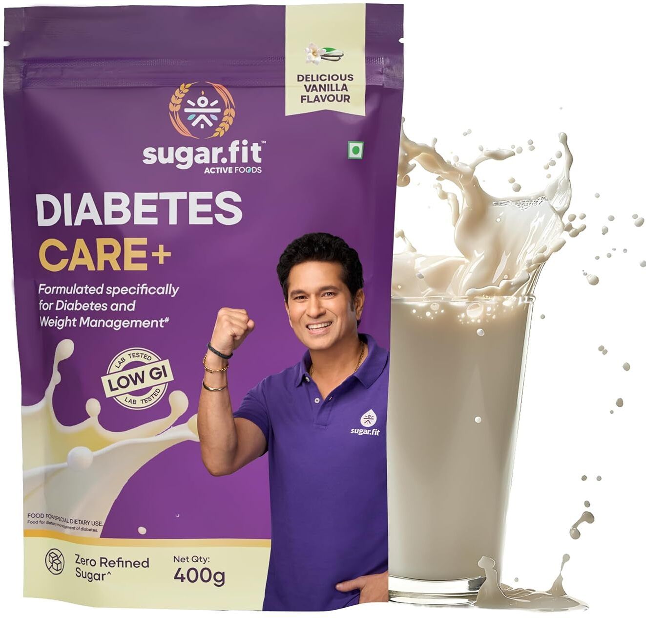 Diabetes Care+ Supplement Powder, 30 Vitamins & Minerals, Low GI,Vanilla Flavour Protein Blends-image-27