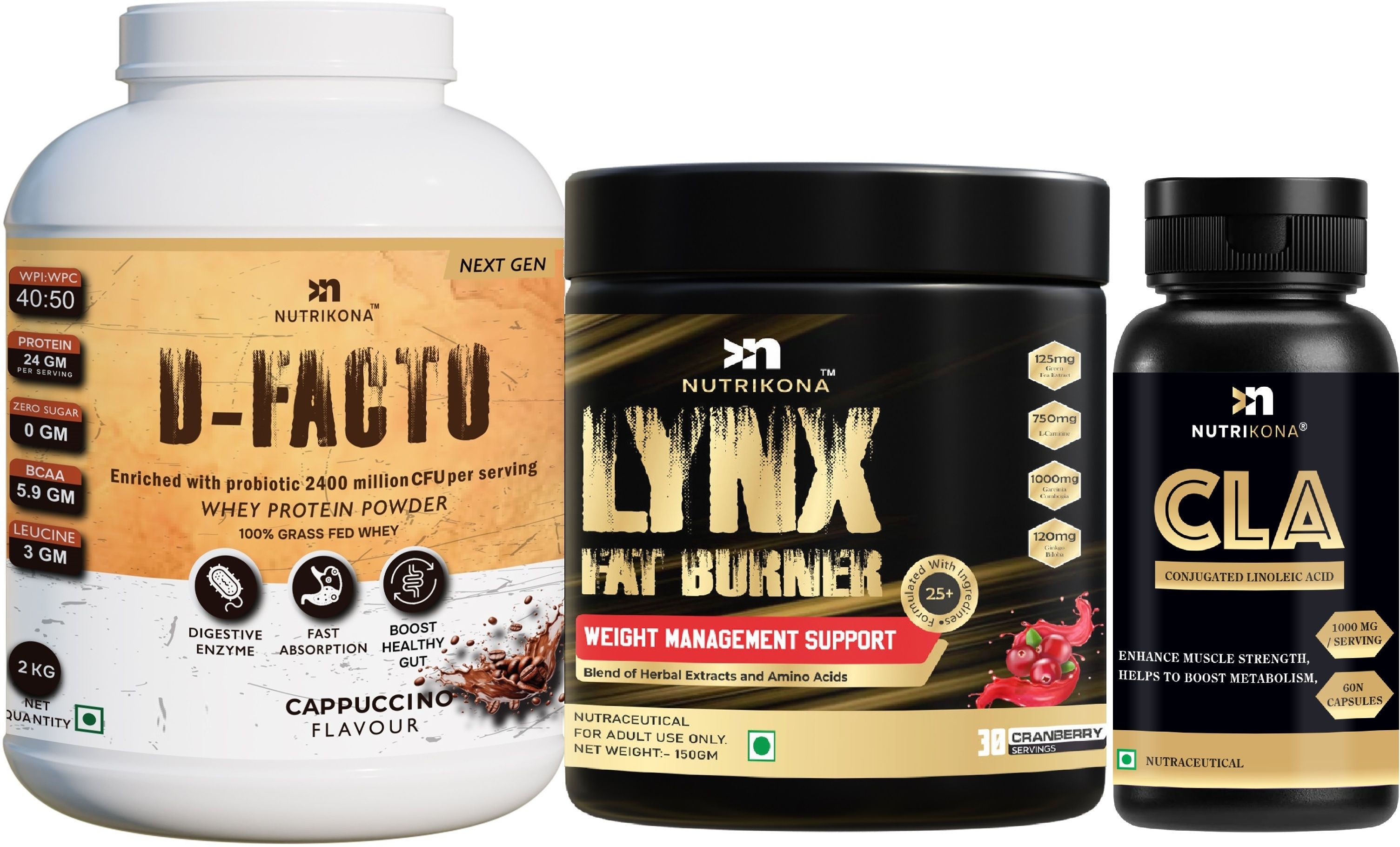 Dfacto Whey Isolate + Lynx Fat Burner + CLA 1000mg Combo for Weight Loss Whey Protein-image-19