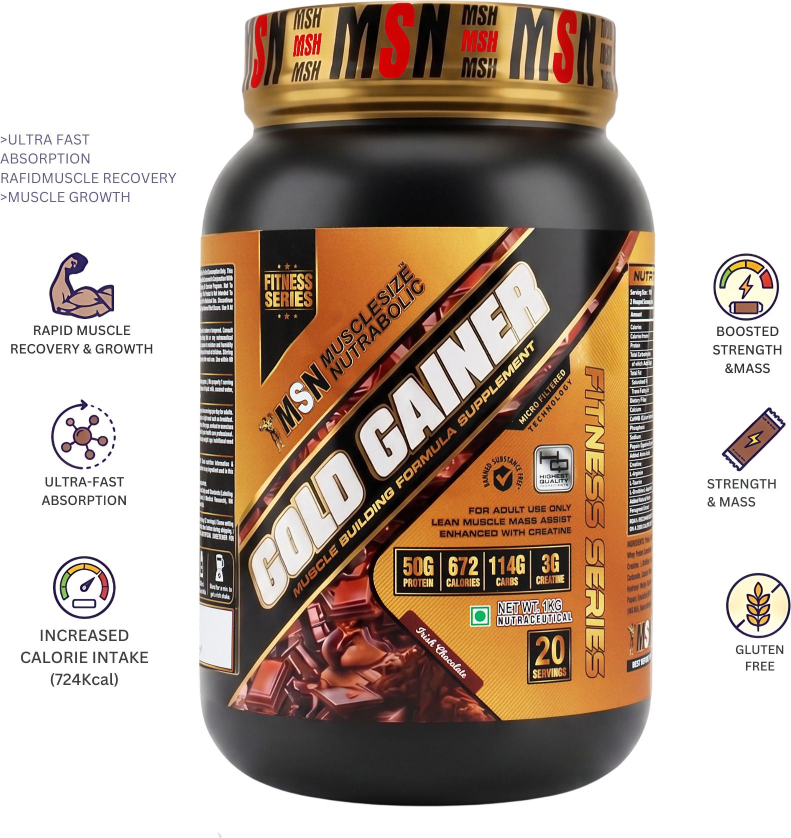 Gold Gainer 1kg | Premium Mass Gainer for Lean Muscle & Fast Recovery Weight Gainers/Mass Gainers-image-27
