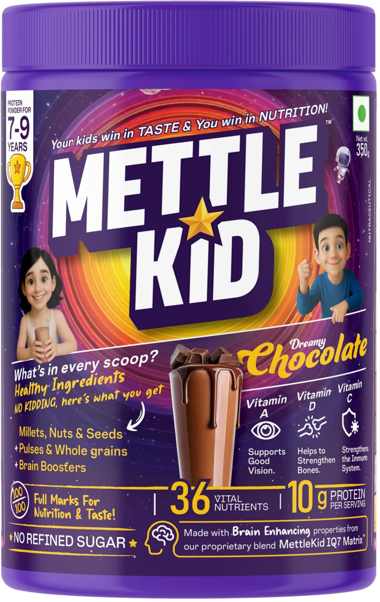 mettlekid Mettlekid_Nutrition_ Powder_ Multiple_ Flavours_ &_ Sizes_7-9_Years_Chocolate Plant-Based Protein-picture-48