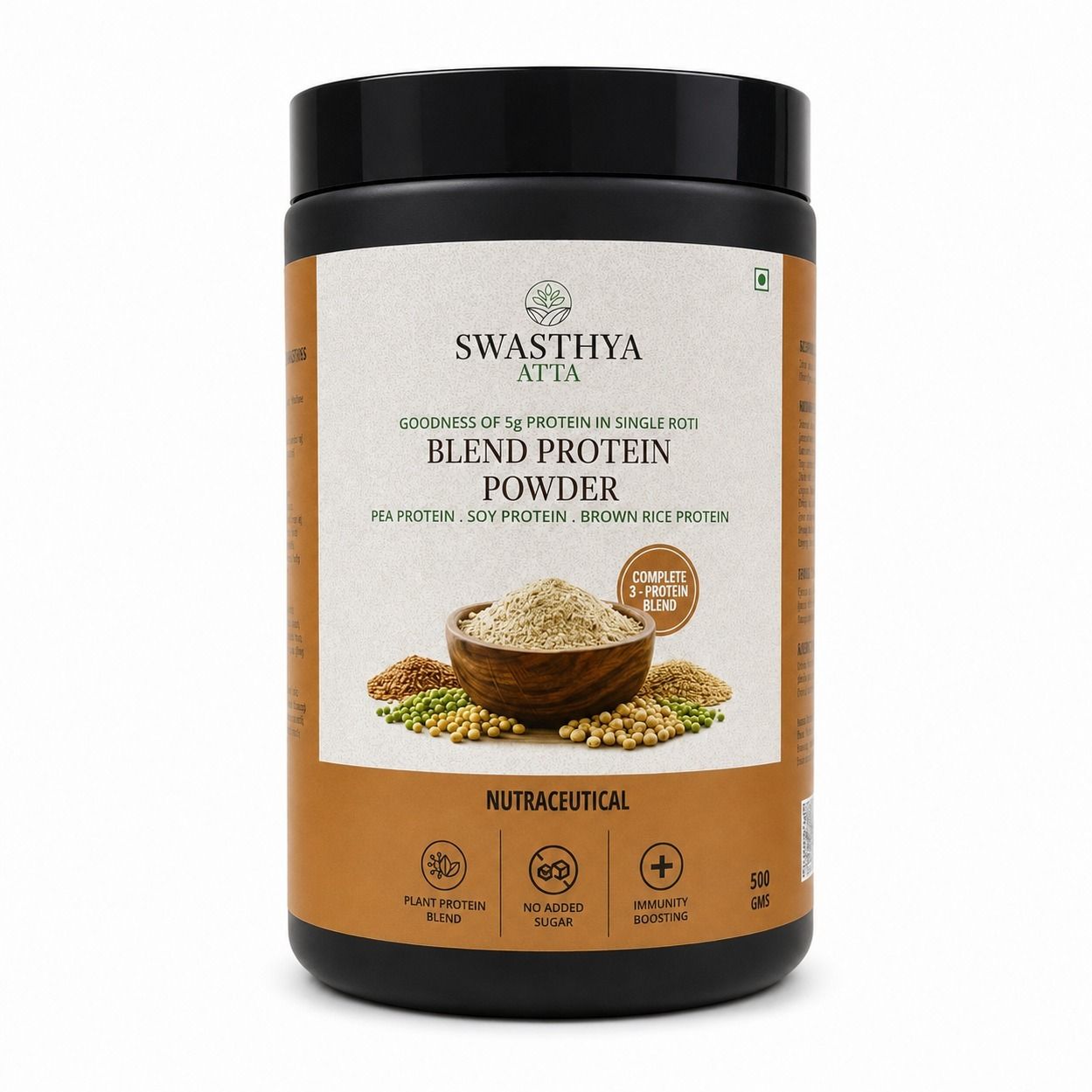 swasthya aata Plant Protein Blend Powder, 12.9g Protein, Unflavored, 500g Plant-Based Protein-picture-41