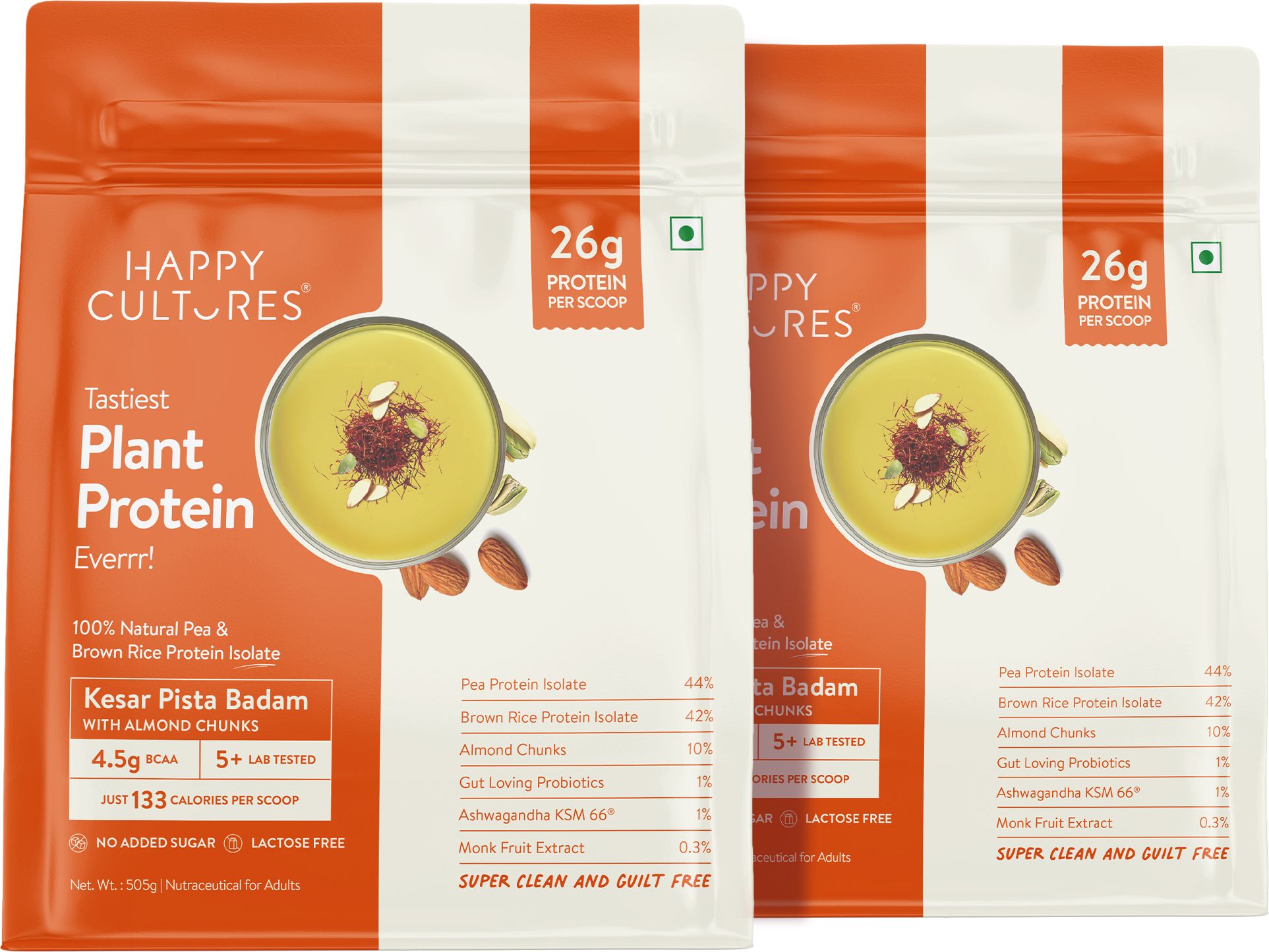 happy cultures 26g Kesar Pista Badam Tastiest Plant Protein|No Gas & Bloating|18 Amino Acid Plant-Based Protein-picture-11
