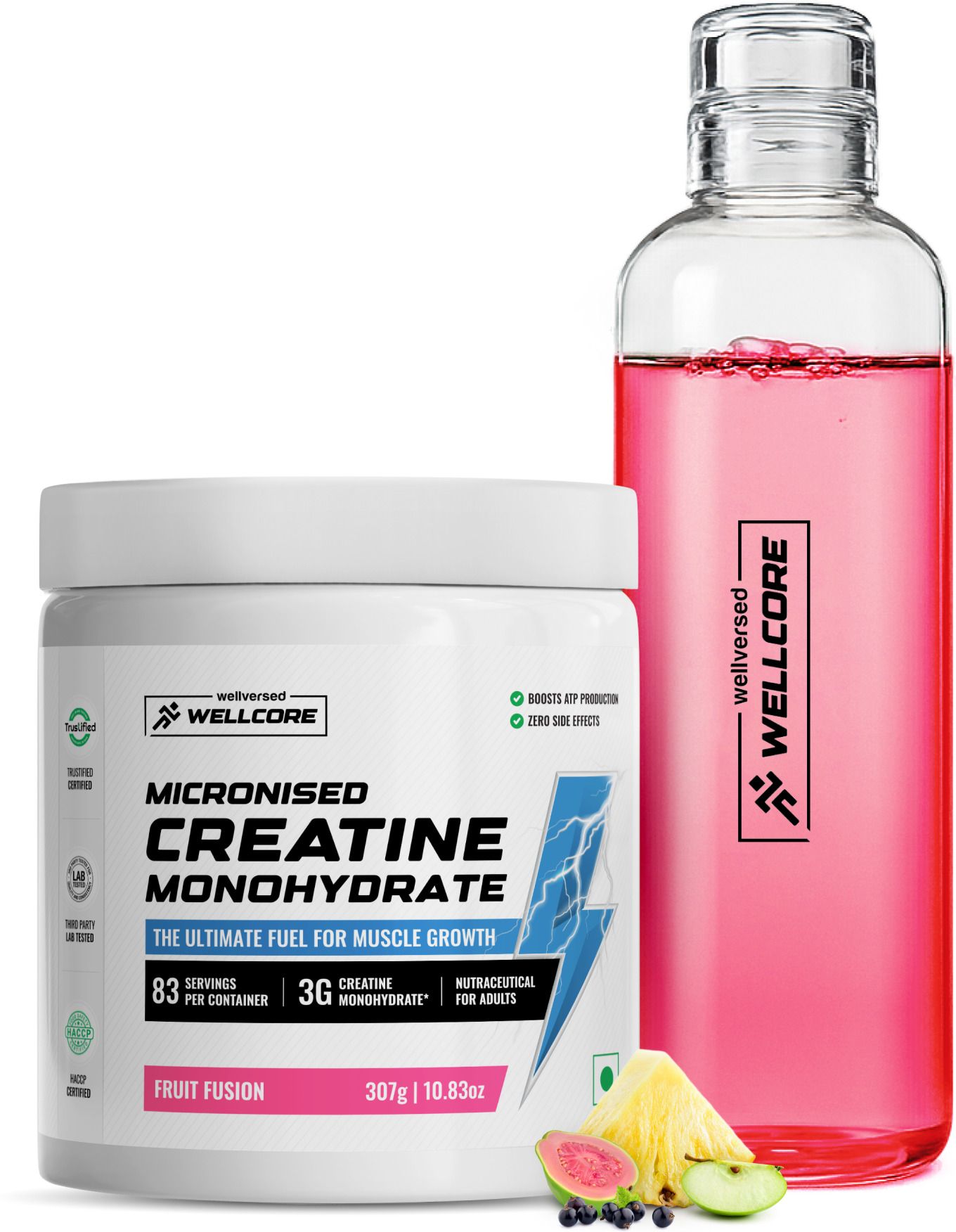 wellcore Micronised Creatine Monohydrate (307g, Fruit Fusion) + Premium Glass Bottle | Creatine-picture-12