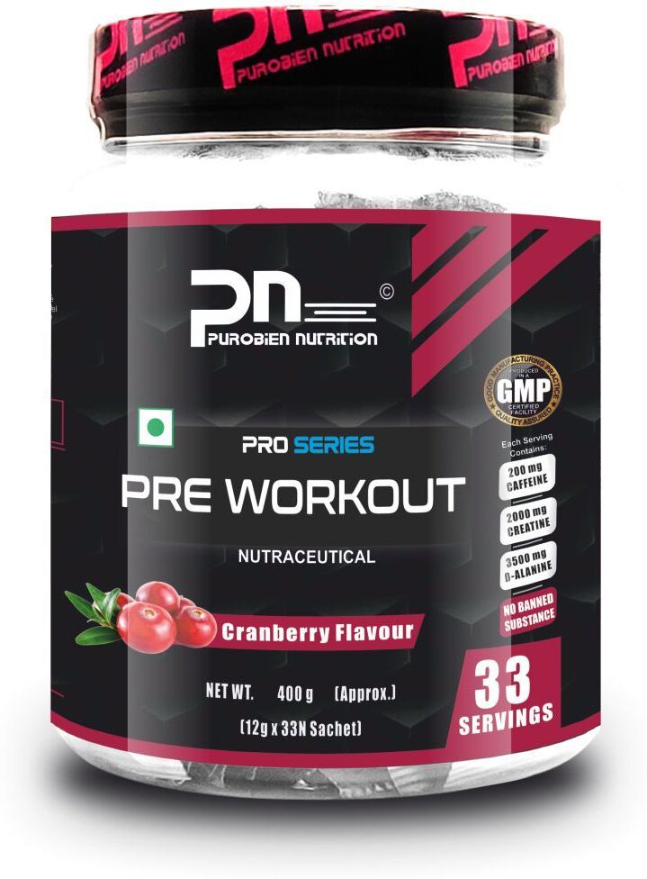 purobien nutrition Pre Workout 33 sachet (400 g, Cranberry) Pre Workout-picture-18