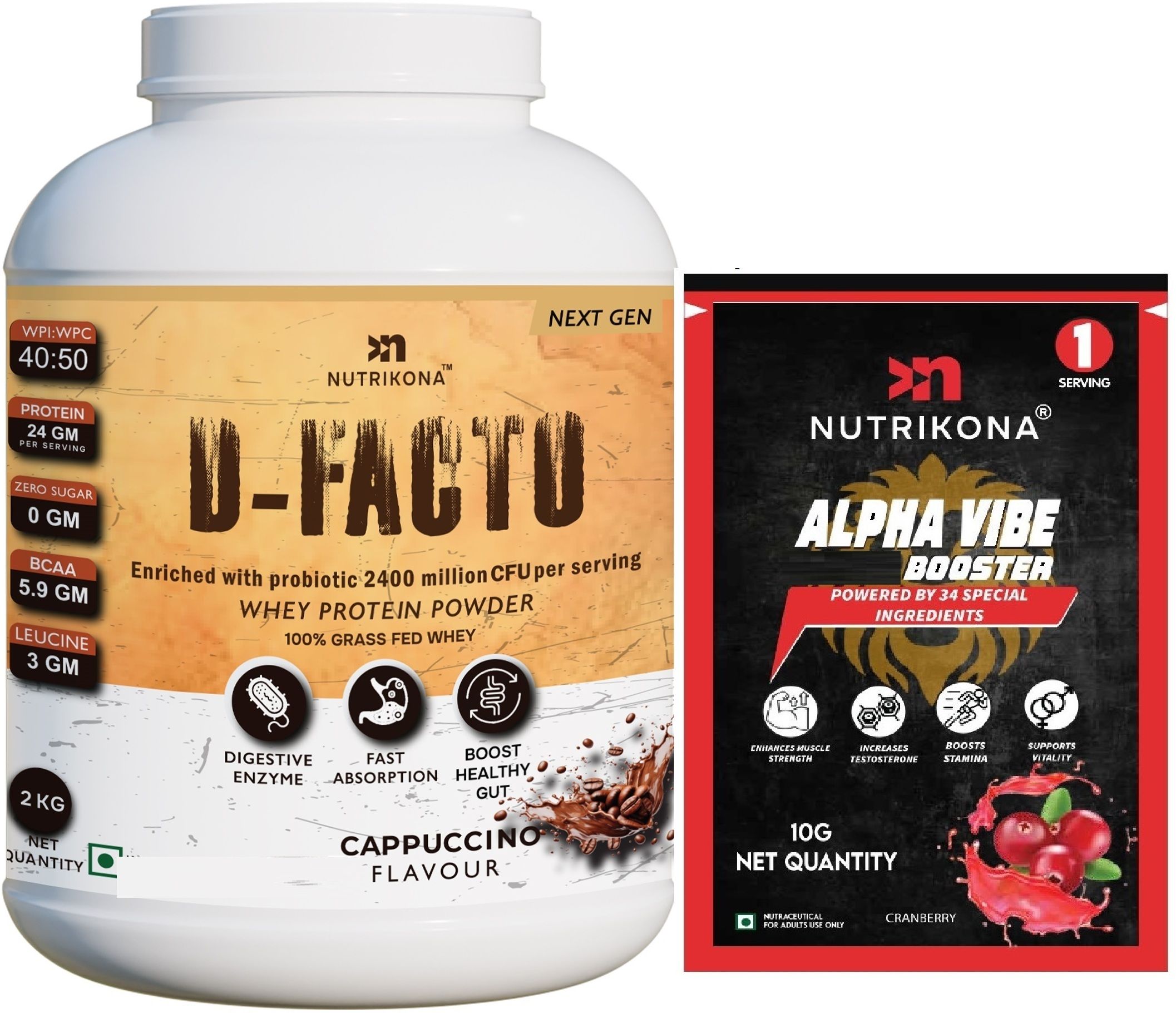 Whey Isolate Protein 2.4Bn Probiotics & Alpha Vibe Energy Booster Whey Protein-image-1