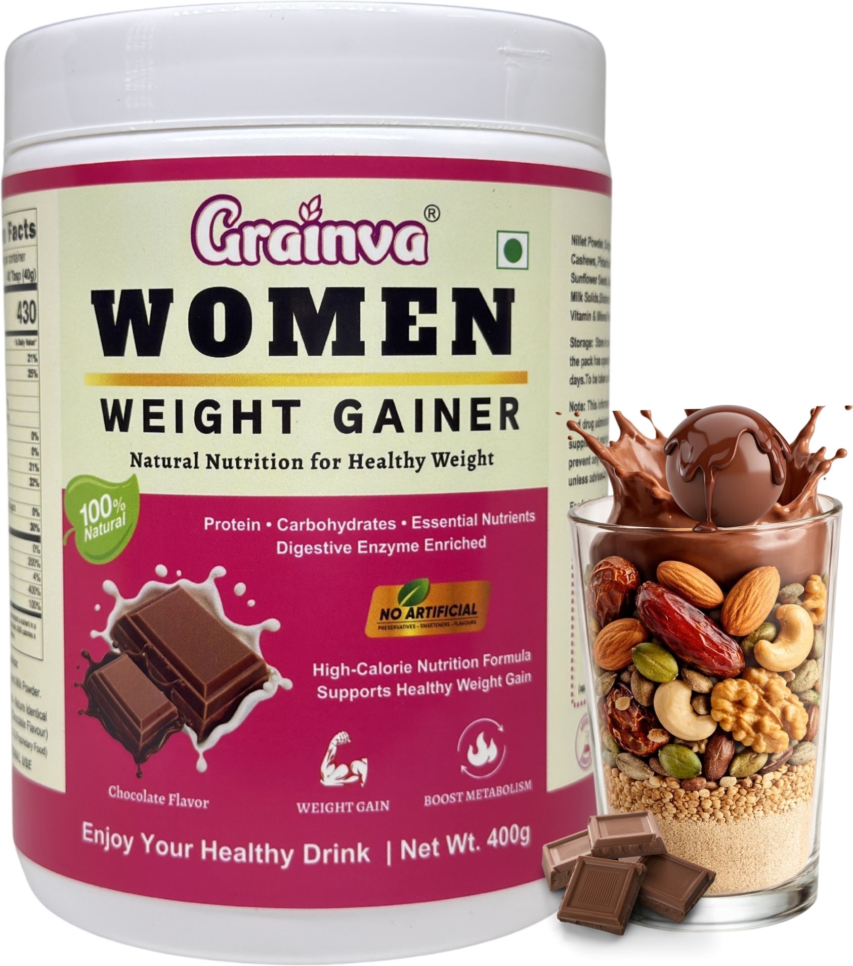 grainva Women Weight Gainer Protein Powder for Girls | Mass Gainer | Lean Muscle-picture-47