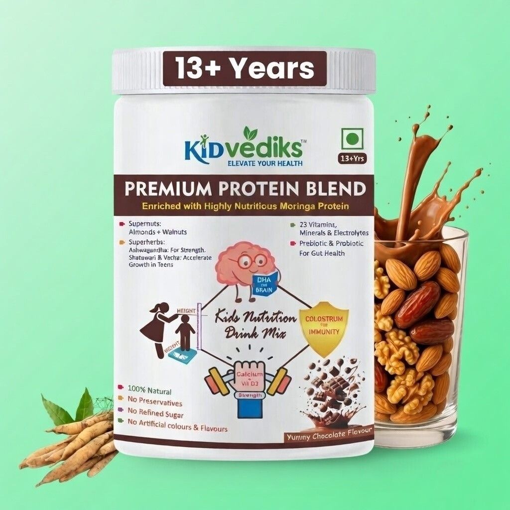 kidvediks(elevate your health) Kidvediks Premium Protein Blend Nutrition Drink Mix Chocolate 13+ Years Plant-Based Protein-picture-45