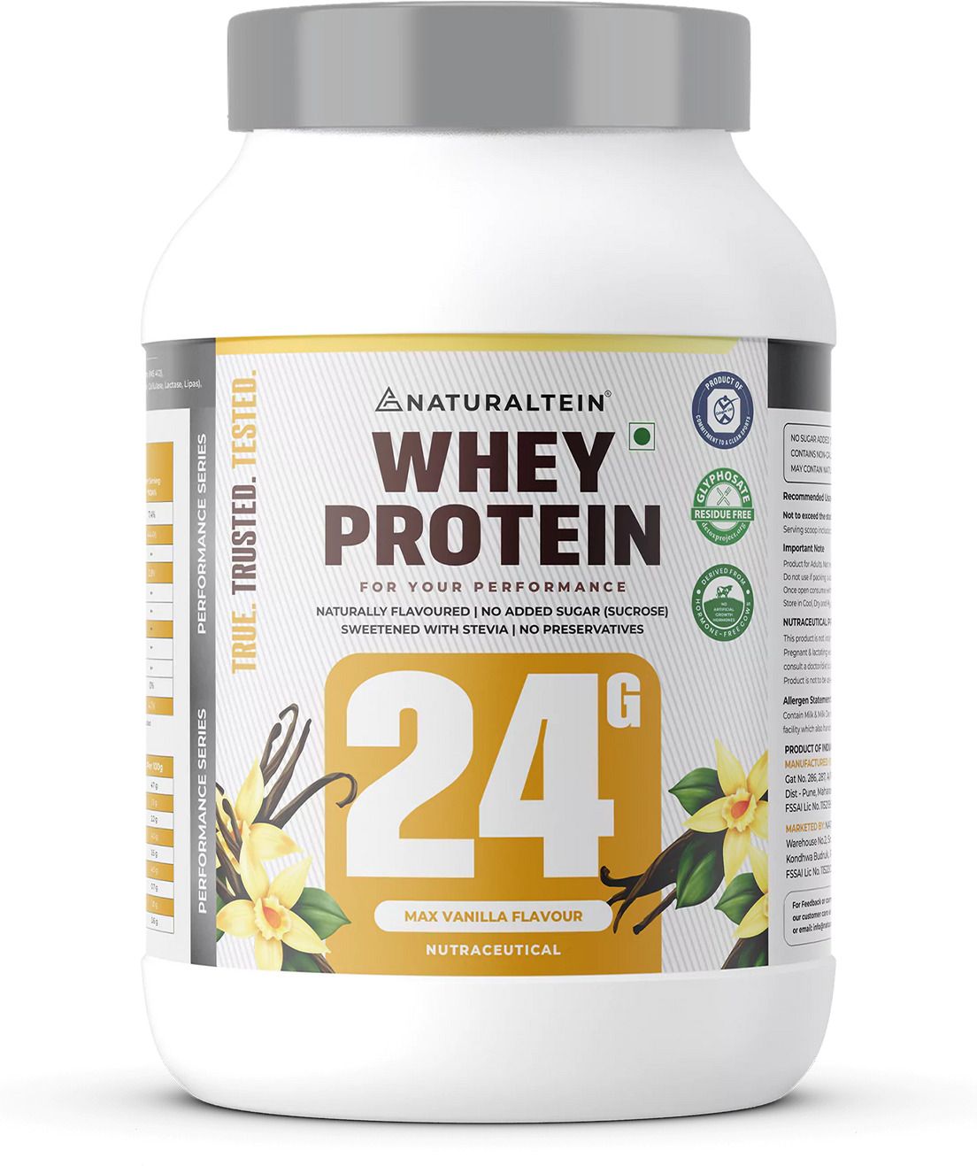 naturaltein Natural Whey 1kg| Max Vanilla| 24g Protein| Stevia| Gluten & Soy Free Whey Protein-picture-15
