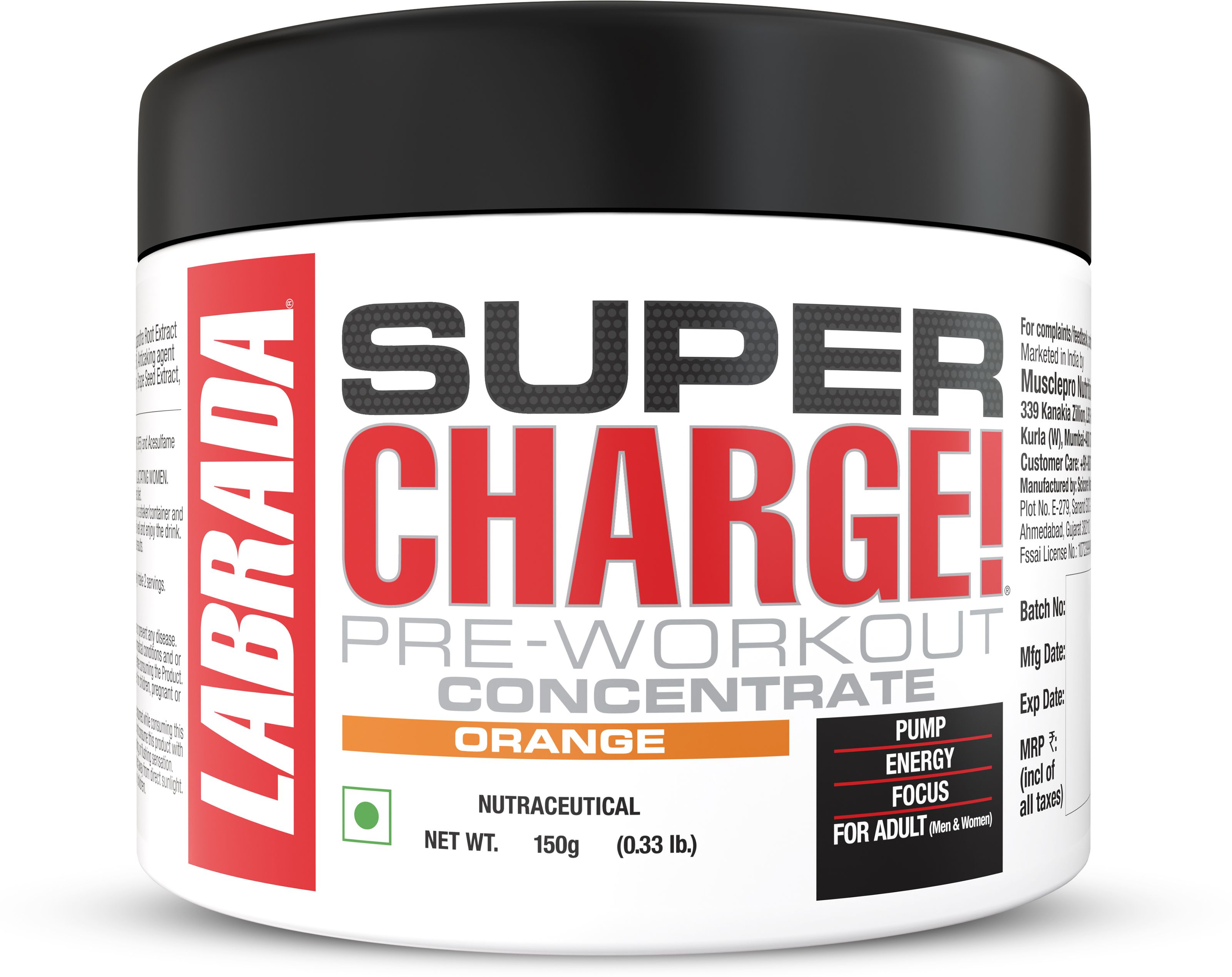 labrada Super Charge Pre-Workout Concentrate 150g | 30 Servings EAA (Essential Amino Acids)-picture-16