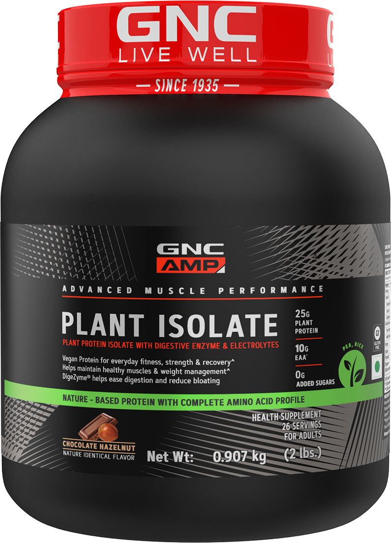 gnc AMP Plant Isolate | Vegan, Lactose Free & Soy Free| Chocolate Hazelnut |2lbs Plant-Based Protein-picture-1