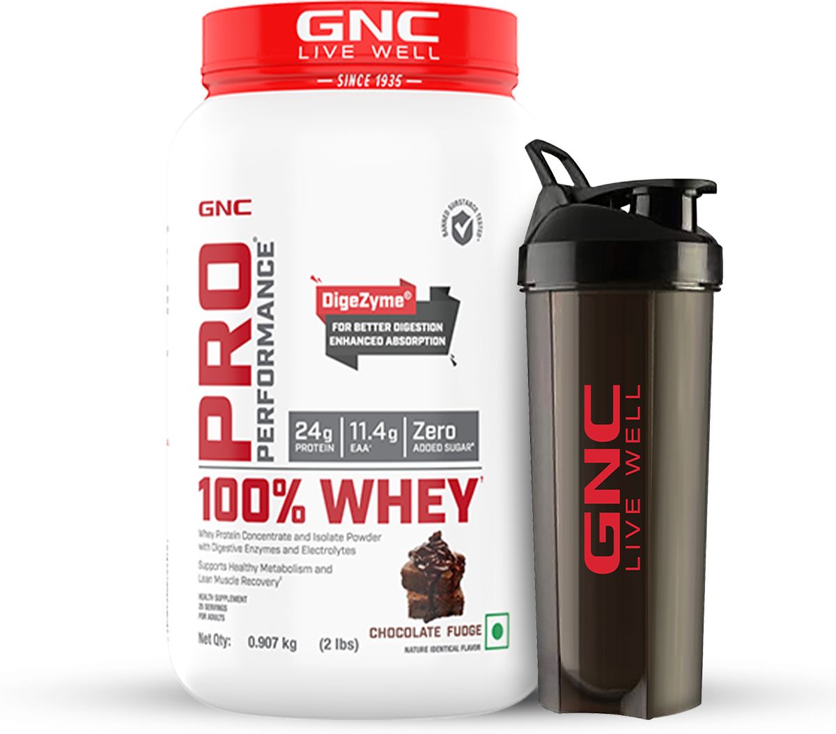 gnc Pro Performance 100% Whey Protein Powder &Black Shaker | 2 lbs | Chocolate Fudge Whey Protein-picture-18