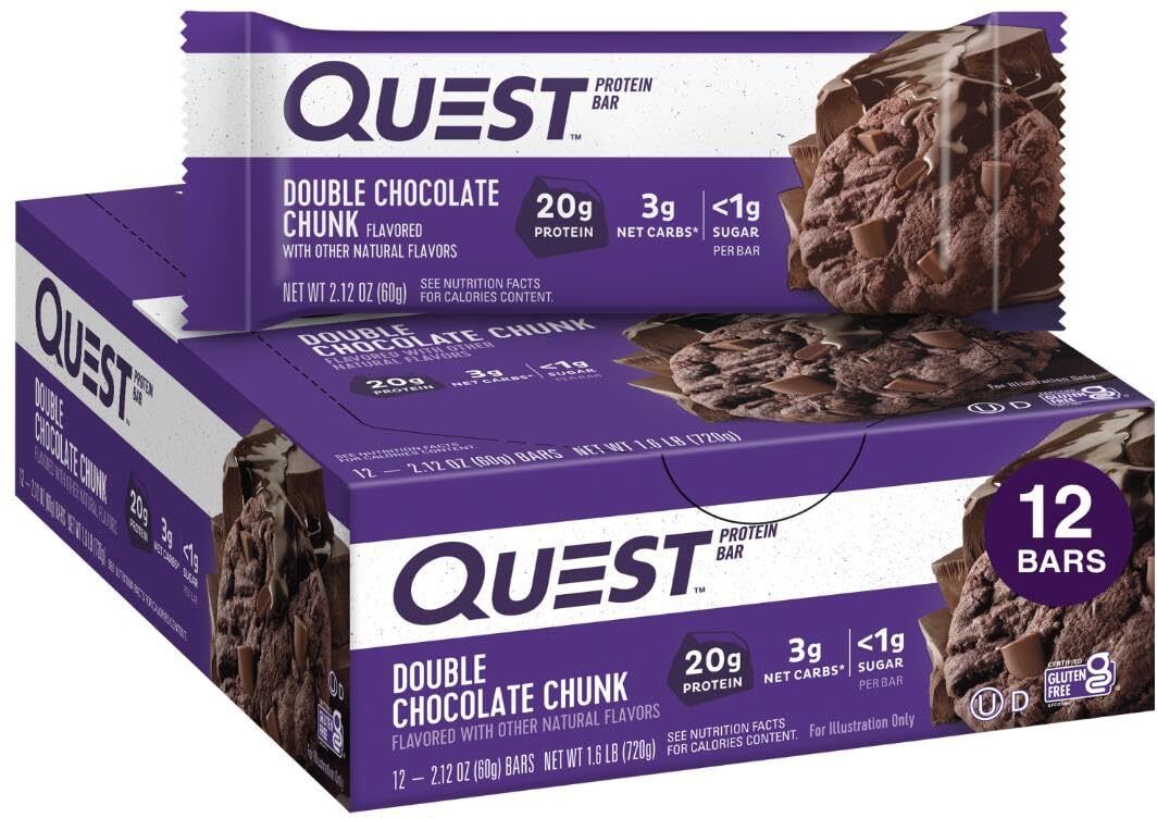 quest Nutrition Double Chocolate Chunk 20g Protein, 3g Net Carbs Protein Bars-picture-10