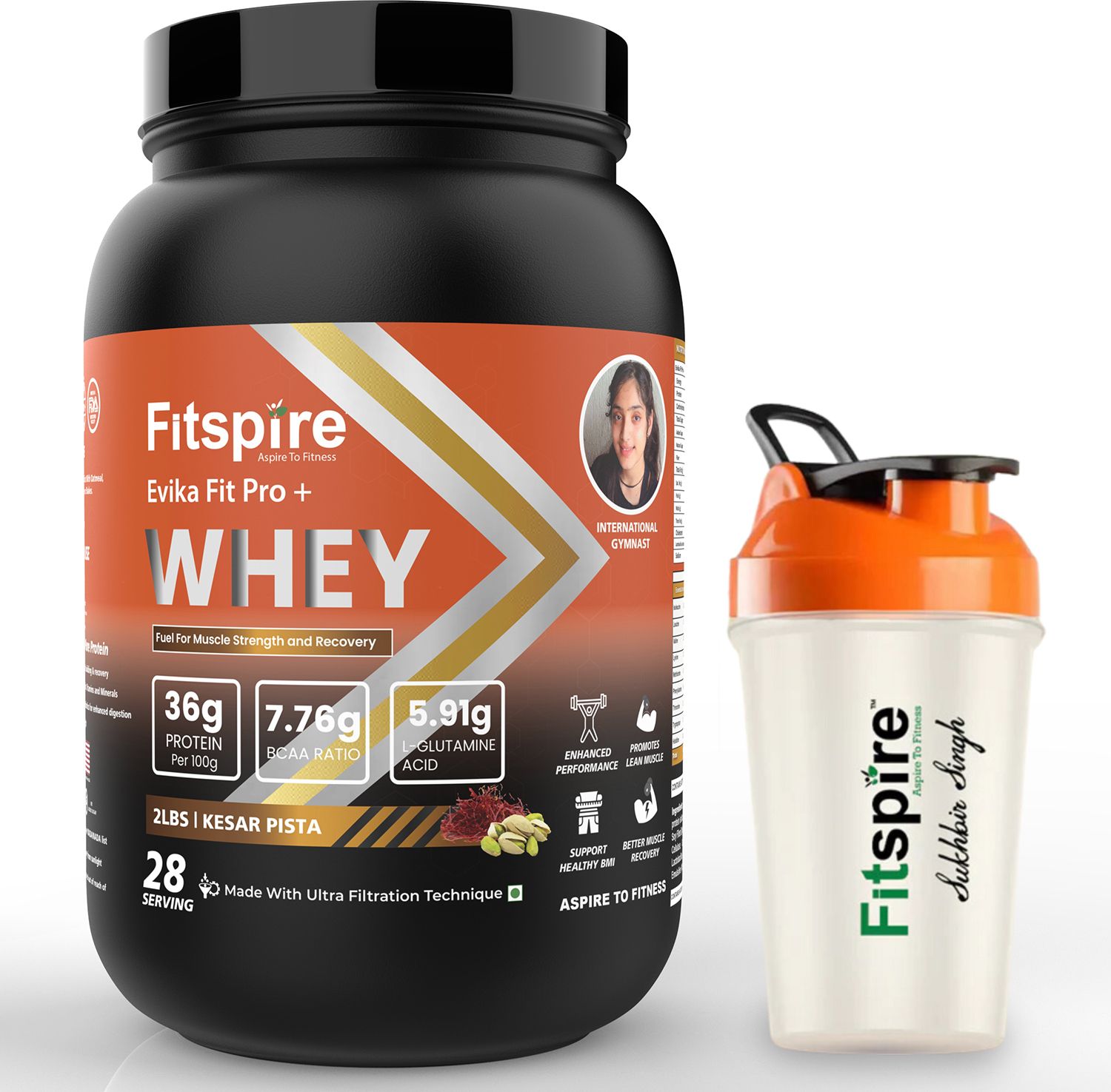 Evika Fit Super Pro Plus Whey Protein 36 gm Protein Zero sugar With Shaker Whey Protein-image-3