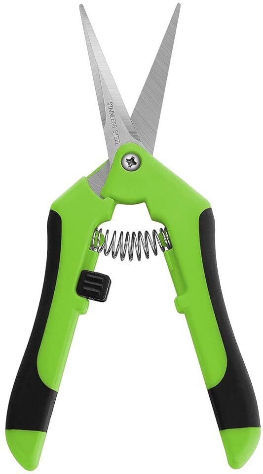 supvox Stainless Steel Garden Snip with Safety Lock Micro-Tip Gardening Scissor with Safety Lock for Small Plant Vines Potted Plants Bypass Lopper-picture-32