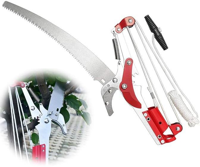 Tree Pruner Pole Saw Head Gardening Bypass Pruner Tree Pruner 2 in 1 Pole Saw Head Gardening Shears SK5 Steel for High Branches Bypass Pruner-image-15