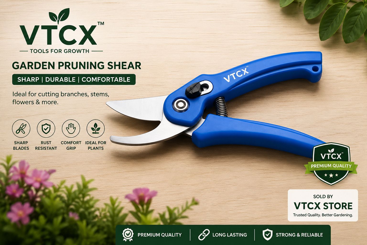 Heavy Duty Pruning Scissors with Safety Lock | Sharp Stainless Steel Garden Model Name Pruner Cutter for Plants, Flowers, Branches & Gardening Use Bypass Pruner-image-9