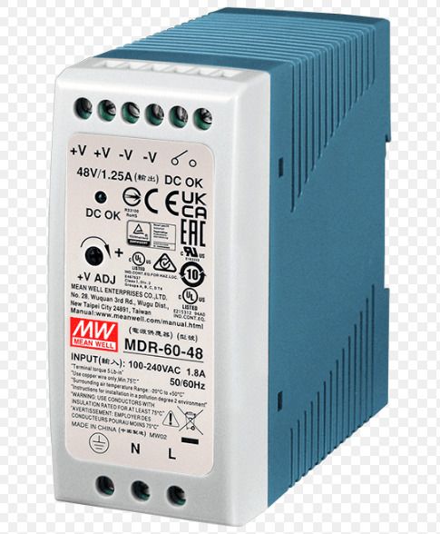 Mean Well SMPS, 48 Valt, 1.25 AMP, MDR-60-24, Din rail 60 Watts Computer PSU with 0 SATA Cables-image-23