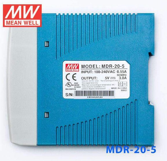 Mean Well 5 Volt 3 Amp Din rail Smps (Power Supply ), MDR-20-5 Industrial & LED 20 Watts Computer PSU with 0 SATA Cables-image-22