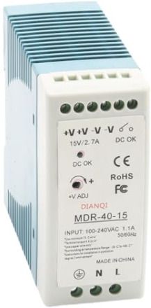 Mean Well power supply, MDR-40-15, 40 watt, 15 valt, 2.75 AMP, Din rail 40 Watts Computer PSU with 0 SATA Cables-image-7