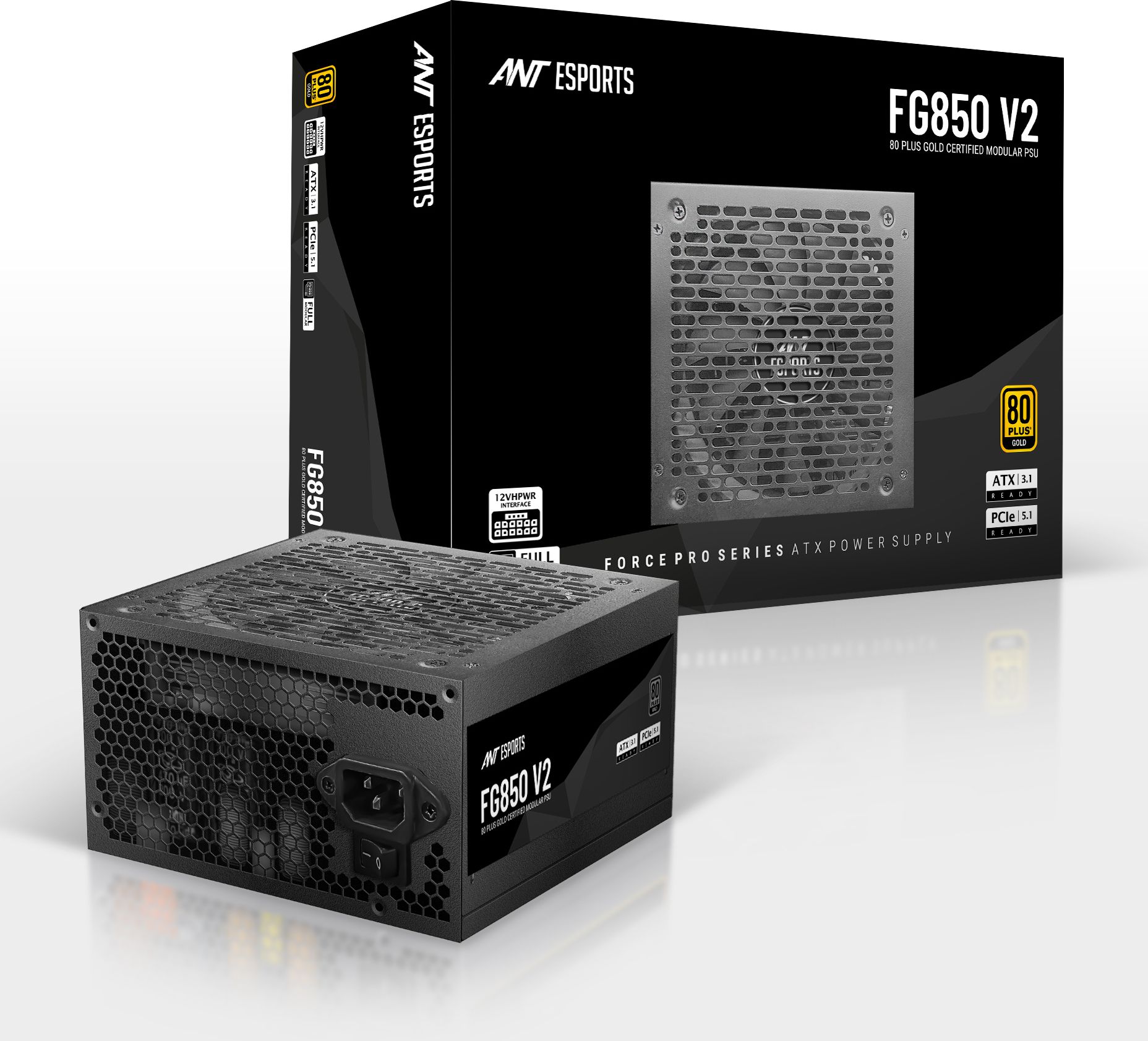 Ant Esports FG850V2 80 Plus Gold Certified Modular Gaming Power Supply I 120mm Silent Fan 850 Watts Gaming PSU with 8 SATA Cables-image-24