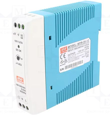 Mean Well power supply, MDR-20-12, 20 watt, 12 valt, 1.67 AMP, Din rail 20 Watts Computer PSU with 0 SATA Cables-image-21