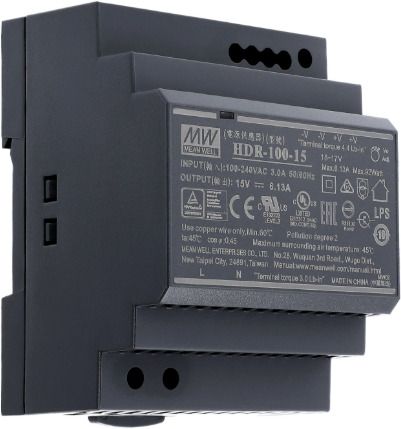 Mean Well power supply, HDR-100-15, 100 watt, 15 valt, 6.13 AMP, Din rail 100 Watts Computer PSU with 0 SATA Cables-image-26