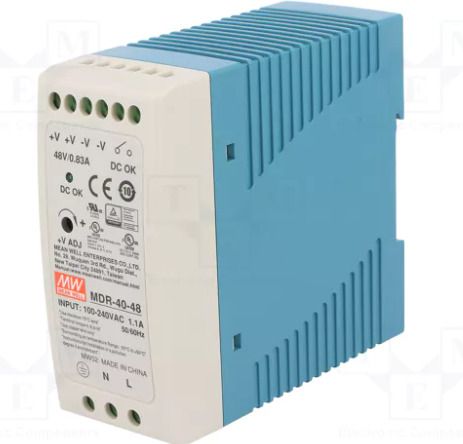 Mean Well SMPS, 48 Valt, 830 mA, MDR40-48, Din rail 40 Watts Computer PSU with 0 SATA Cables-image-26