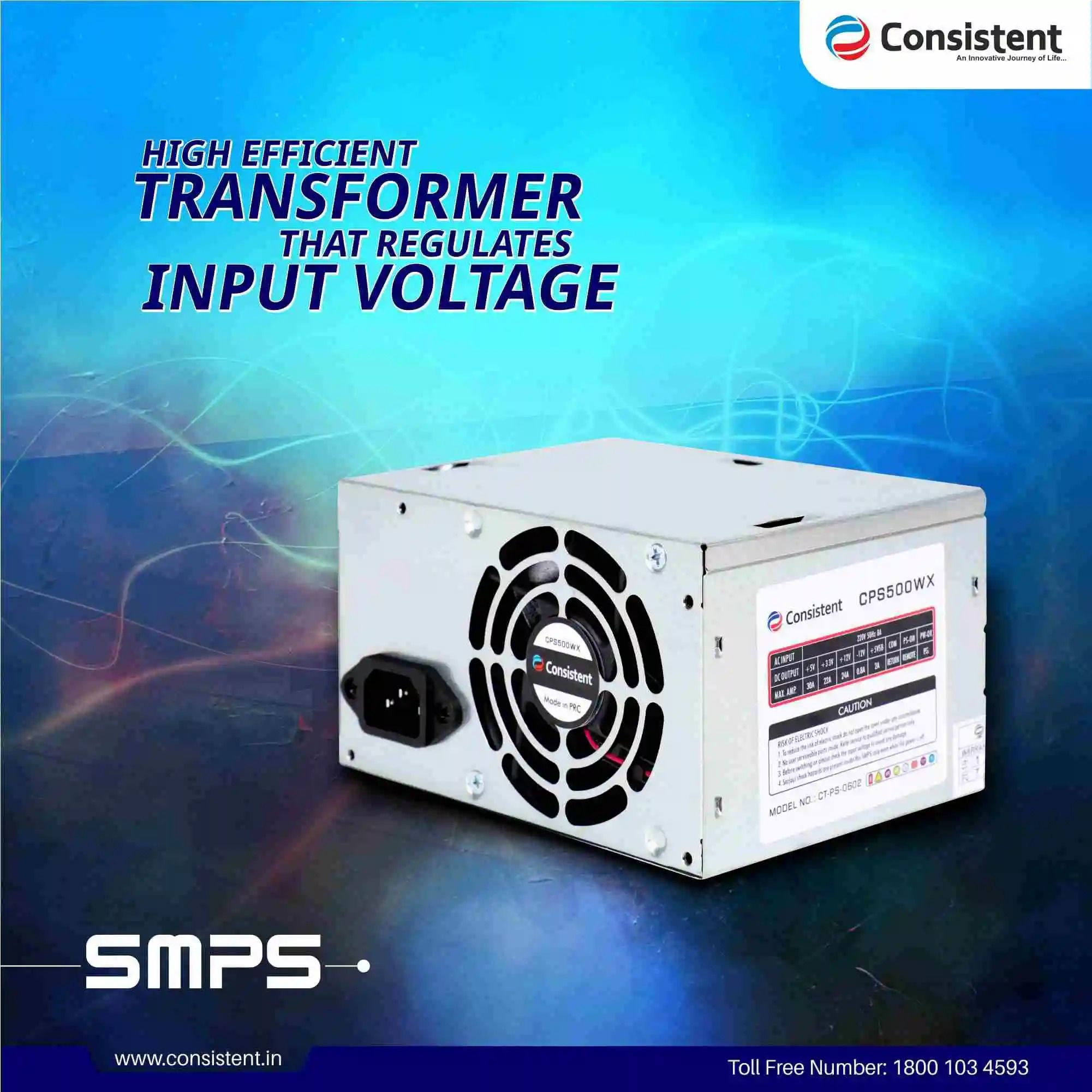 Consistent SMPS 450W 450 Watts Computer PSU with 2 SATA Cables
