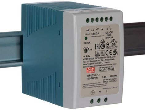 mean well smps, mdr-100-48, 48 volt 2 amp din rail industrial power supply 100 watts computer psu with 0 sata cables
