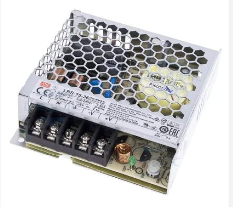 mean well power supply, lrs-75-36, 75 watt, 36 valt, 2.1 amp, panel mount 75 watts computer psu with 0 sata cables