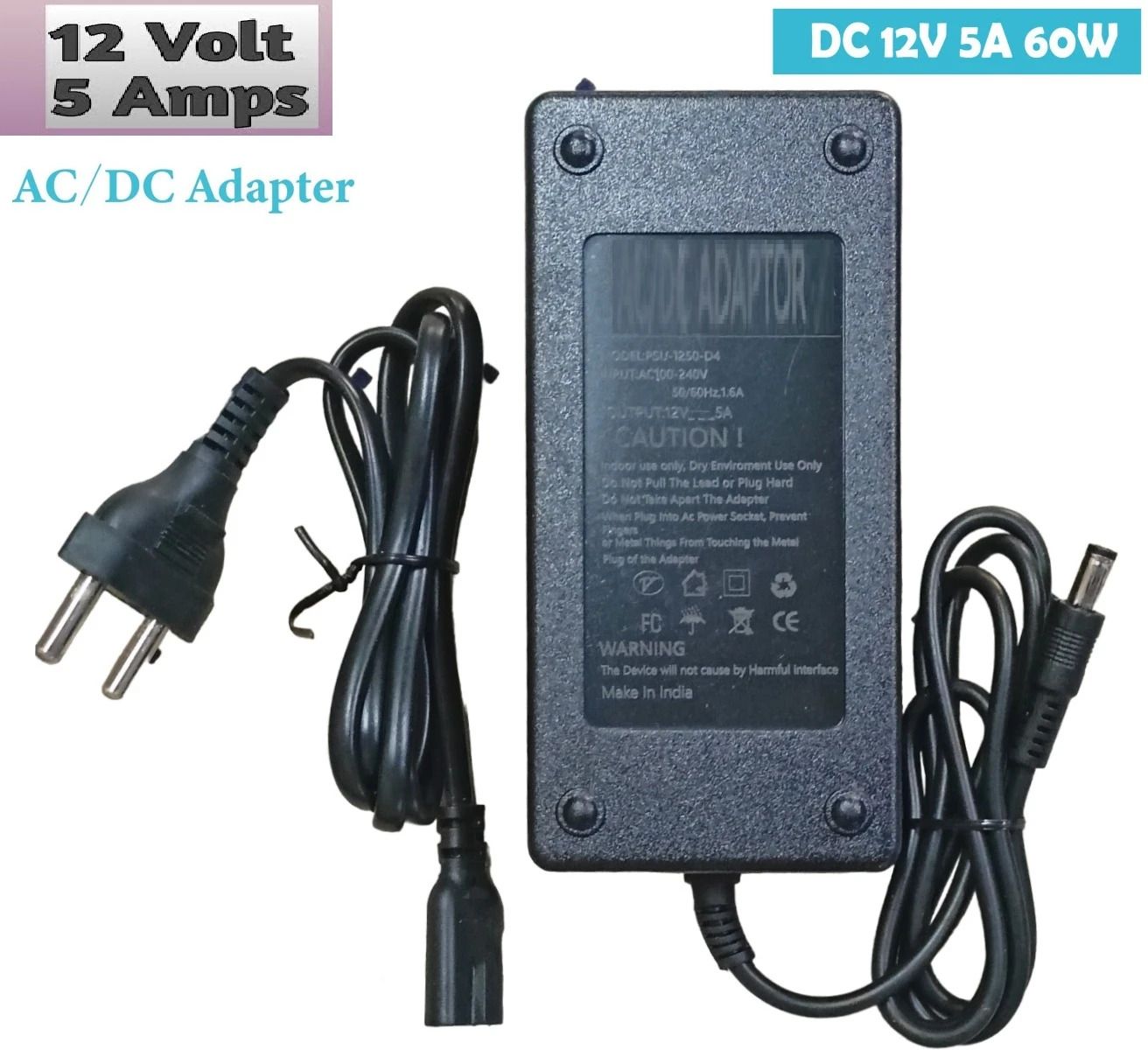 BALRAMA 12 Volt 5 Amp DC Adaptor SMPS Power Supply AC to DC Converter 12V 5A Charger 60 Watts Computer PSU with 2 SATA Cables-image-40