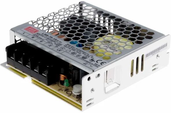mean well switching power supply, lrs-75-15, 15v dc, 5a, 75w, 1 output 75 watts computer psu with 0 sata cables