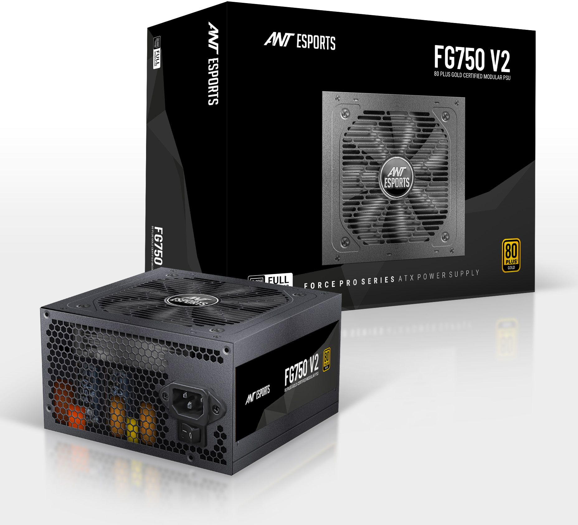 Ant Esports FG750 V2 80 Plus Gold Certified Modular Gaming Power Supply I 120mm Silent Fan 750 Watts Gaming PSU with 6 SATA Cables