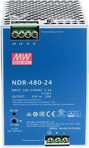 Mean Well SMPS , NDR-480-24 , 24 Volt 20 amp Din rail industrial Power supply 480 Watts Computer PSU with 0 SATA Cables-image-35