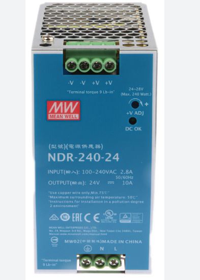 Mean Well 24 Volt 10 Amp Din rail Smps (Power Supply ), NDR-240-24 Industrial & LED 240 Watts Computer PSU with 0 SATA Cables-image-49
