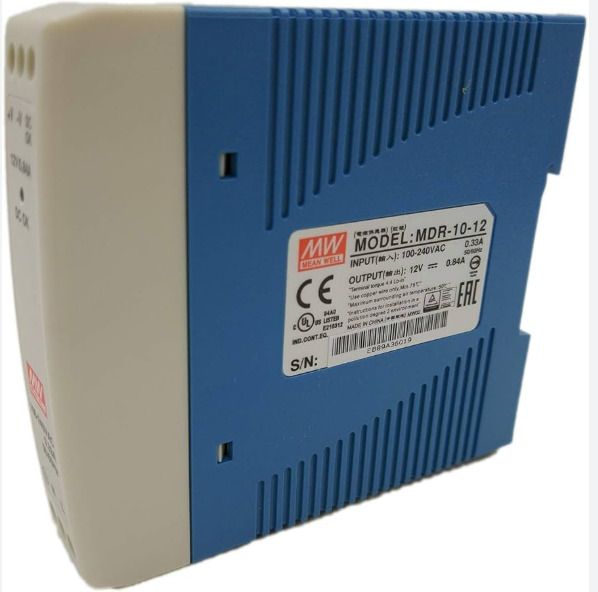mean well power supply, mdr-10-12, 10 watt, 12 valt, 840 ma, din rail 10 watts computer psu with 0 sata cables