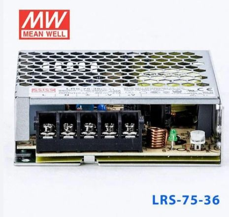 Mean Well SMPS, 36 Valt, 2.1 AMP, LRS-75-36, panel mount 75 Watts Computer PSU with 0 SATA Cables-image-13