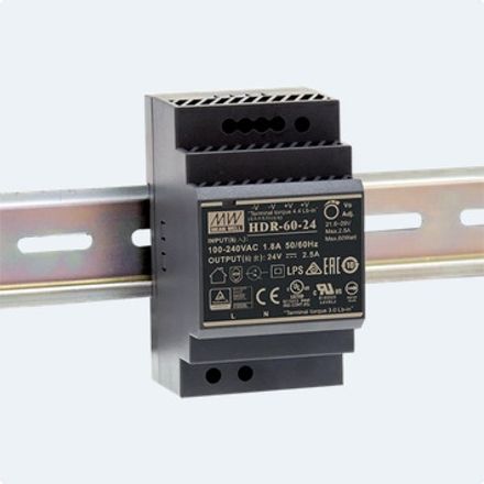 Mean Well SMPS, HDR-60-24, 24 Volt 2.5 amp Din Rail industrial Power supply 60 Watts Computer PSU with 0 SATA Cables-image-8