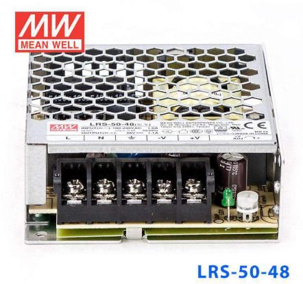 mean well power supply, lrs-50-48, 50 watt, 48 valt, 1.1 a, panel mount 50 watts computer psu with 0 sata cables