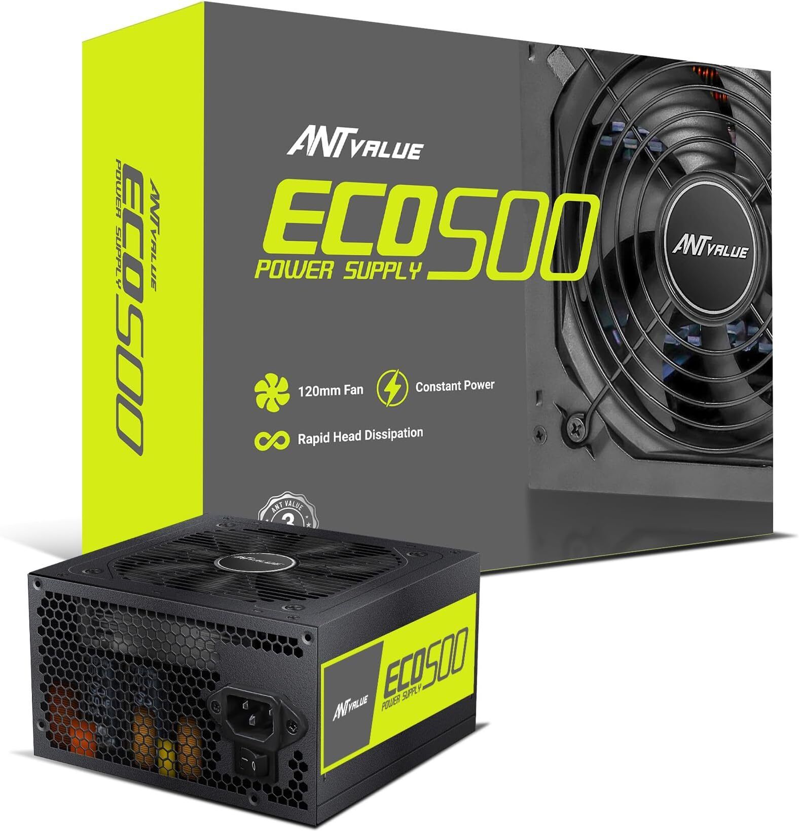 Ant ECO500 Non Modular Gaming Power Supply/PSU for PC 500 Watts PSU