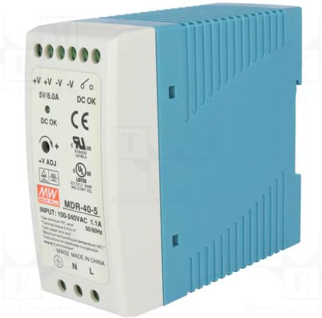 Mean Well power supply, MDR-40-5, 40 watt, 5 valt, 6 AMP, Din rail 40 Watts Computer PSU with 0 SATA Cables-image-4