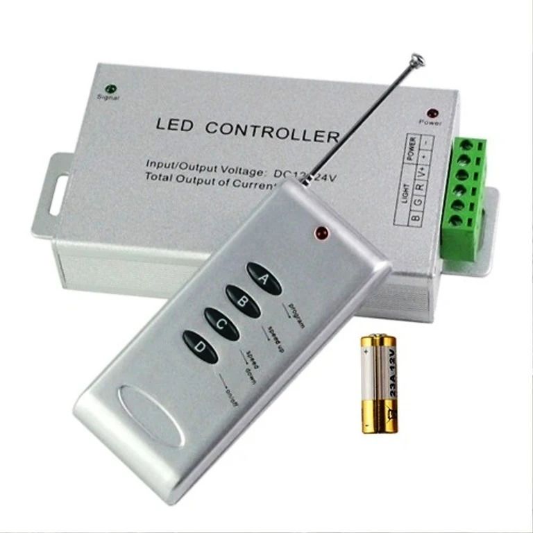 Aluminum Case RGB Strip Light LED Pixel Controller DC 12-24V Wireless RF Remote 10 A Toggle Dimmer