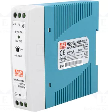 Mean Well power supply, MDR-20-5, 20 watt, 5 valt, 3 AMP, Din rail 20 Watts Computer PSU with 0 SATA Cables-image-8