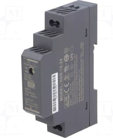Mean Well SMPS, 24 Valt, 630 mA, HDR-15-24, Din rail 15 Watts Computer PSU with 0 SATA Cables-image-27