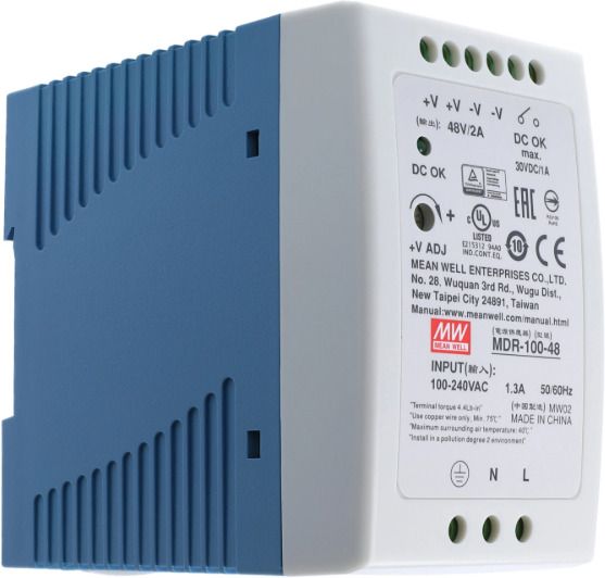 Mean Well SMPS, 48 Valt, 2 AMP, MDR-100-48, Din rail 100 Watts Computer PSU with 0 SATA Cables-image-14