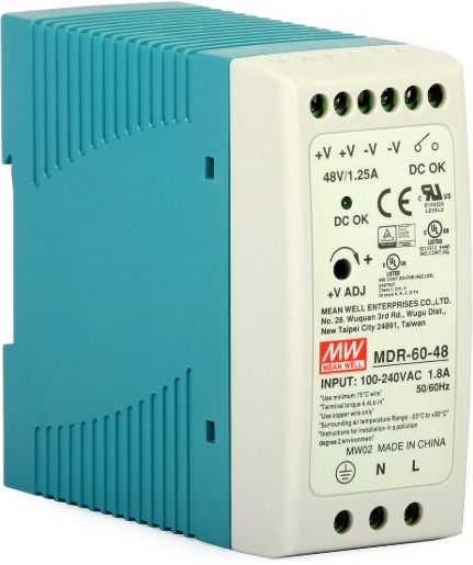 Mean Well power supply, MDR-60-48, 60 watt, 48 valt, 1.25 A, Din rail 60 Watts Computer PSU with 0 SATA Cables-image-19