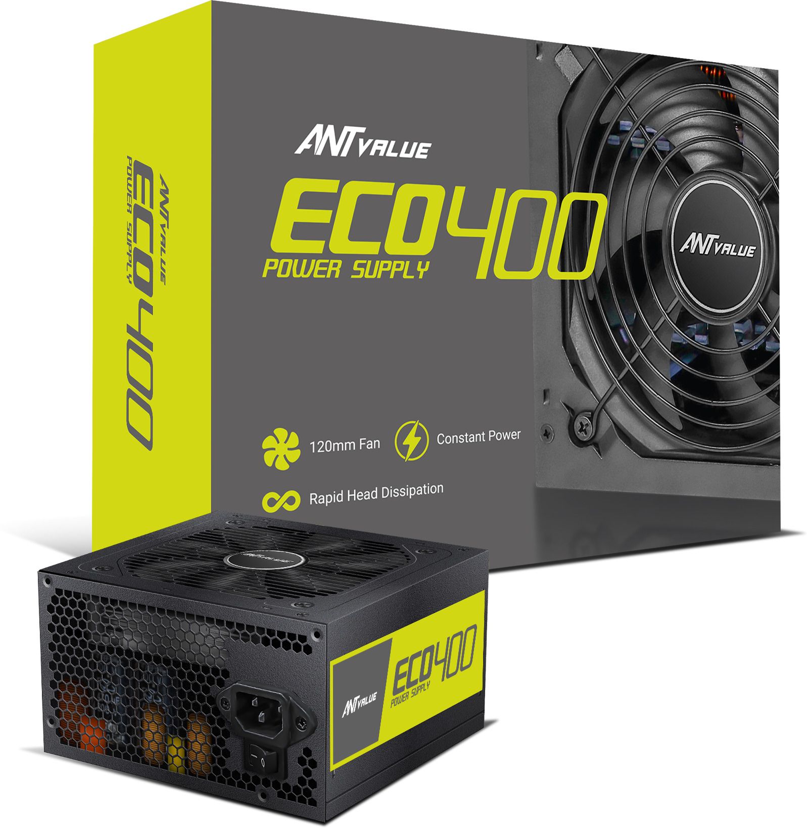 Ant Value ECO400 Power Supply 400 Watts Computer PSU with 4 SATA Cables