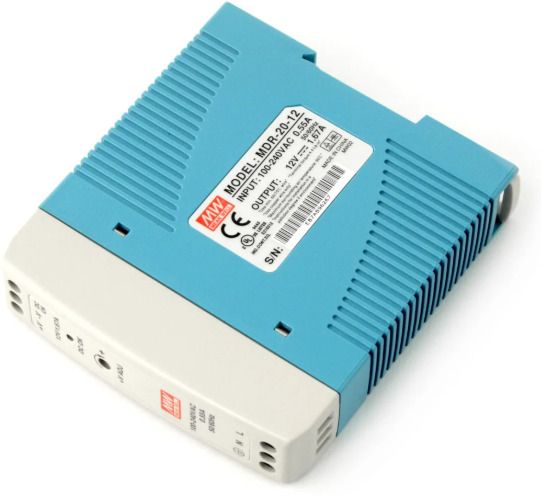 mean well smps, 12 valt, 1.67 amp, mdr20-12, din rail 20 watts computer psu with 0 sata cables